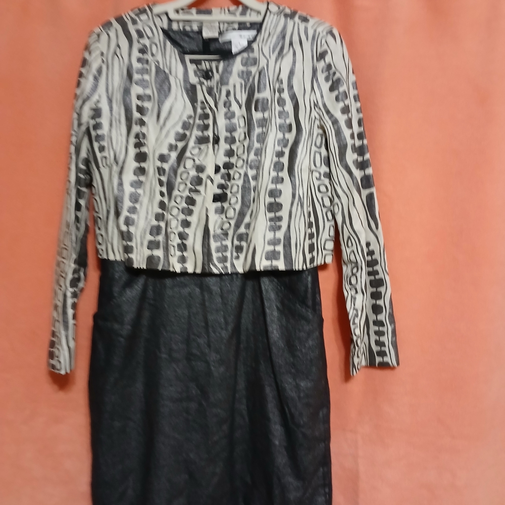 WD.NY Black and White Patterned Dress
